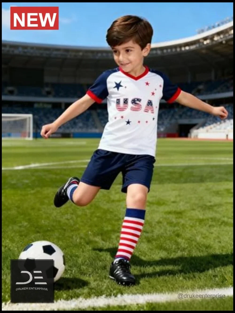 Unisex Kids Soccer Jersey Set with Shorts & Socks 1-14 Years